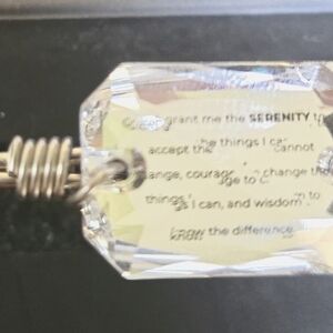Elegant Luca+Danni Silver And Swarovski Crystal Serenity Prayer Bracelet
